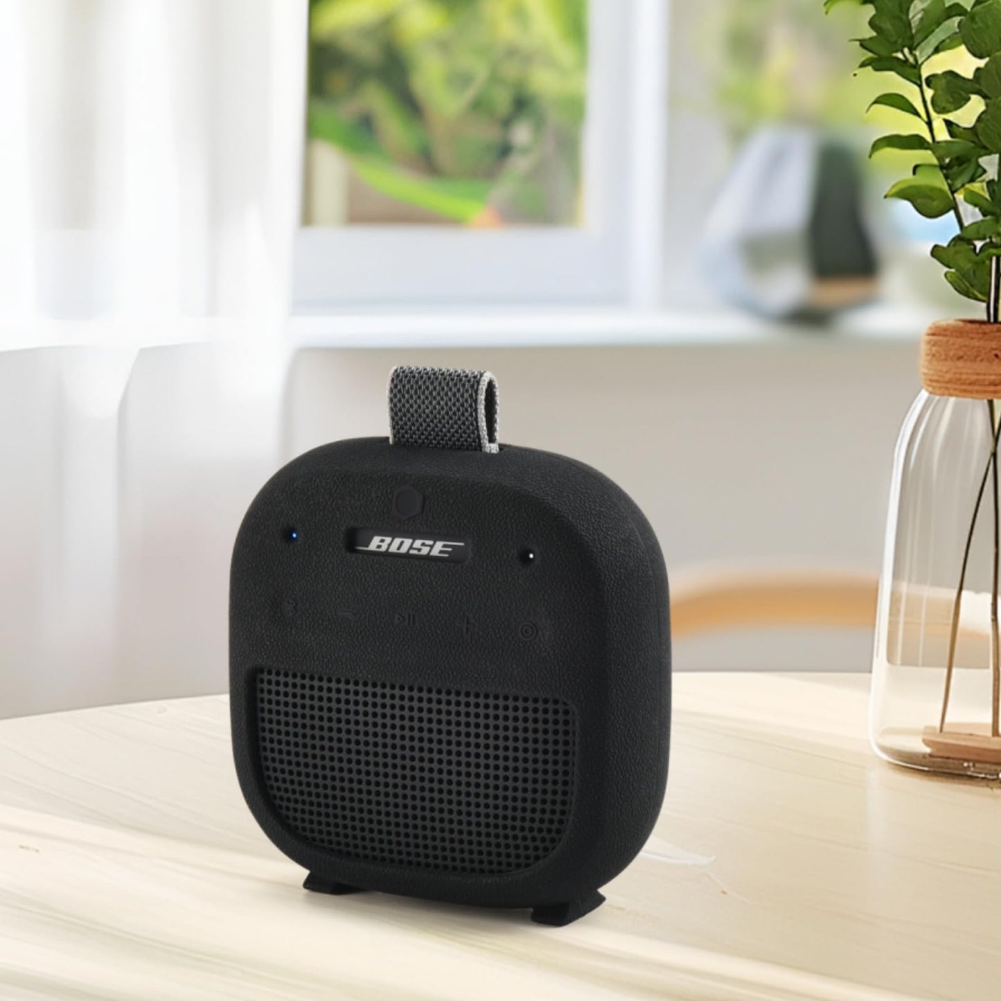 Ferbao Silicone Case Sleeve for Bose SoundLink Micro 2nd Gen,Protective Case for Bose SoundLink Micro 2,with Carabiner (Black)
