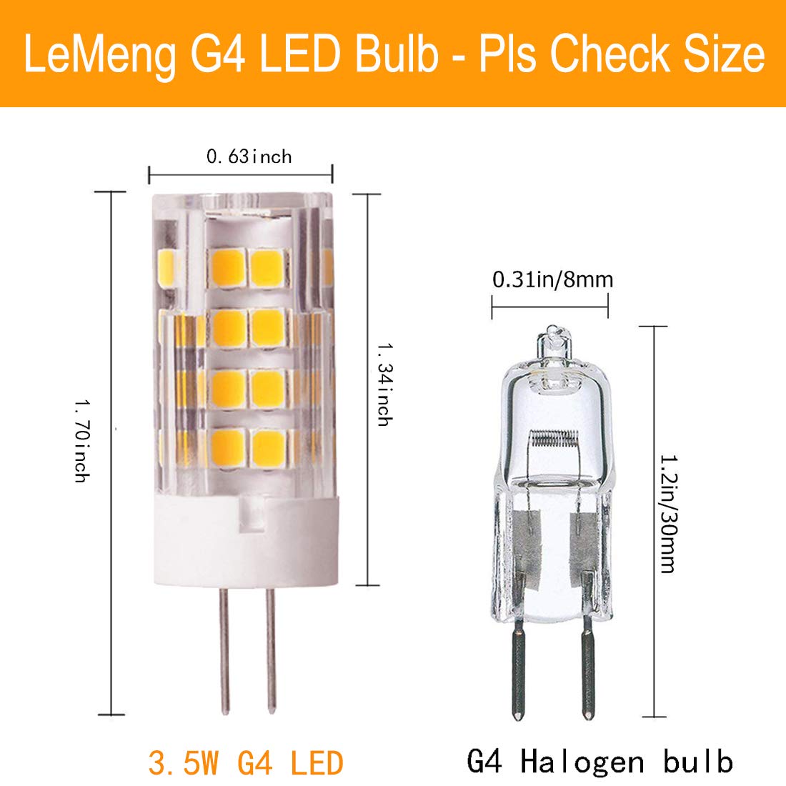LEMENG G4 3.5W LED Landscape Light Bulbs AC/DC12V Warm White 2700K