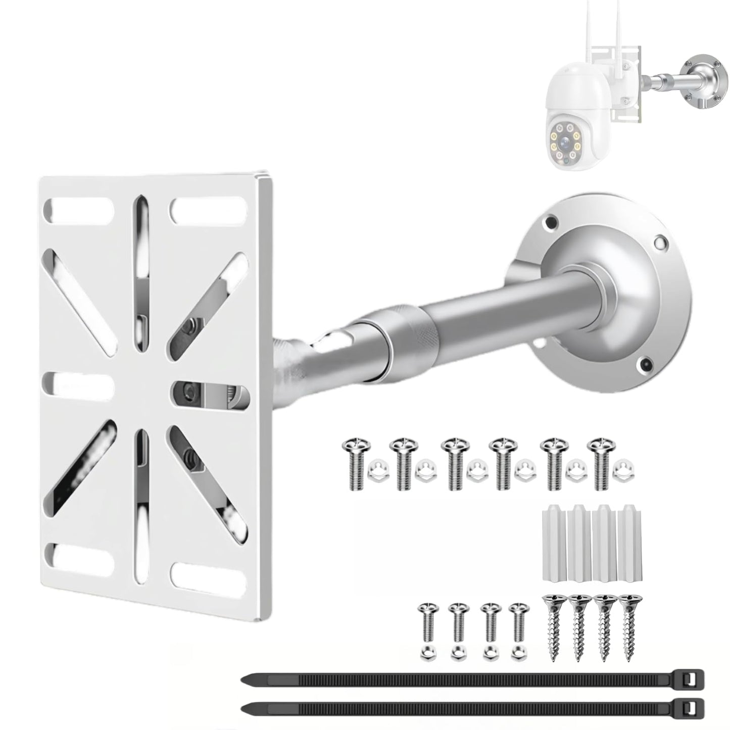 CTXSumTec Telescoping Security Camera Mount (20-40cm/7.9-15.7in) with 1/4” Screw Interface & Adapter Plate - Aluminum Bracket for Universal Camera