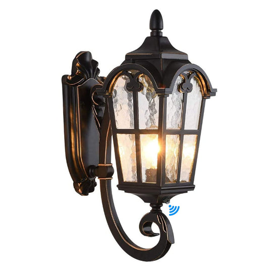 LONEDRUID Dusk to Dawn Sensor Outdoor Wall Light Fixtures Black Roman 17.71" H Exterior Wall Lantern Waterproof Sconce Porch Lights Wall Mount