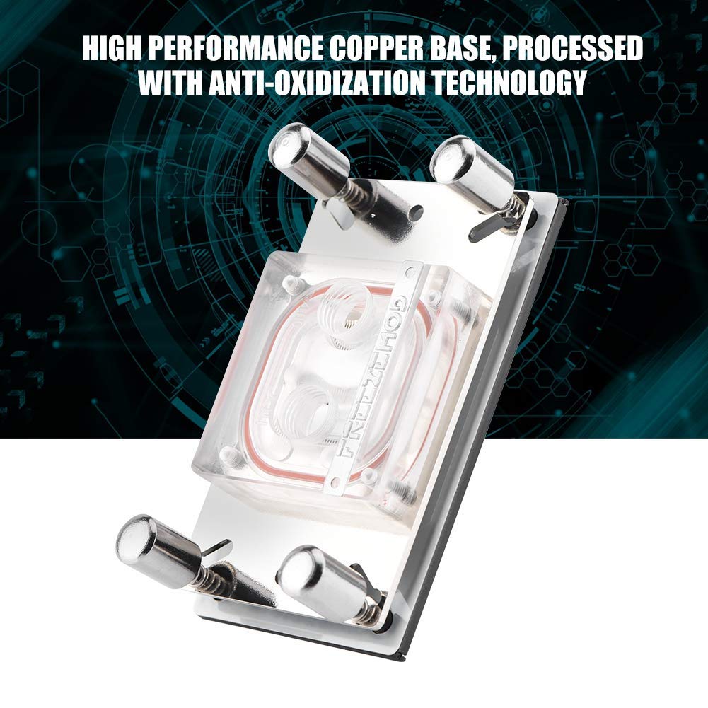 CPU Water Block 55x55mm Copper Base, 0.3mm Micro CPU Water Cooler, Water Block Water Cooling Block for AM2 / AM2 + / AM3 / AM3 + / AM4 / FM2 + CPU