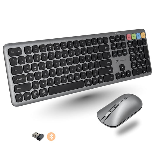 X9 Bluetooth Keyboard and Mouse Combo (Bluetooth, 2.4Ghz, USB C Wired) - Slim Wireless Rechargeable Keyboard and Mouse, Multi-Device Keyboard
