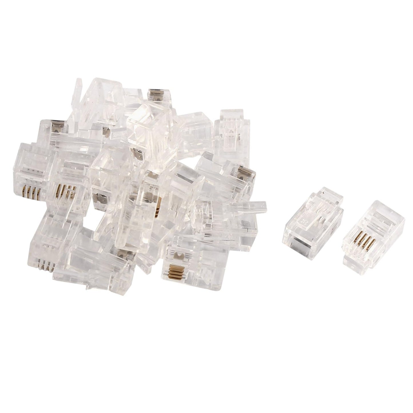 uxcell 20 Pack Phone Modular Plug, Household RJ9 4P4C Telephone Cable End Phone Adapter Connector, Standard Jack for Telephone Handset Flat Stranded