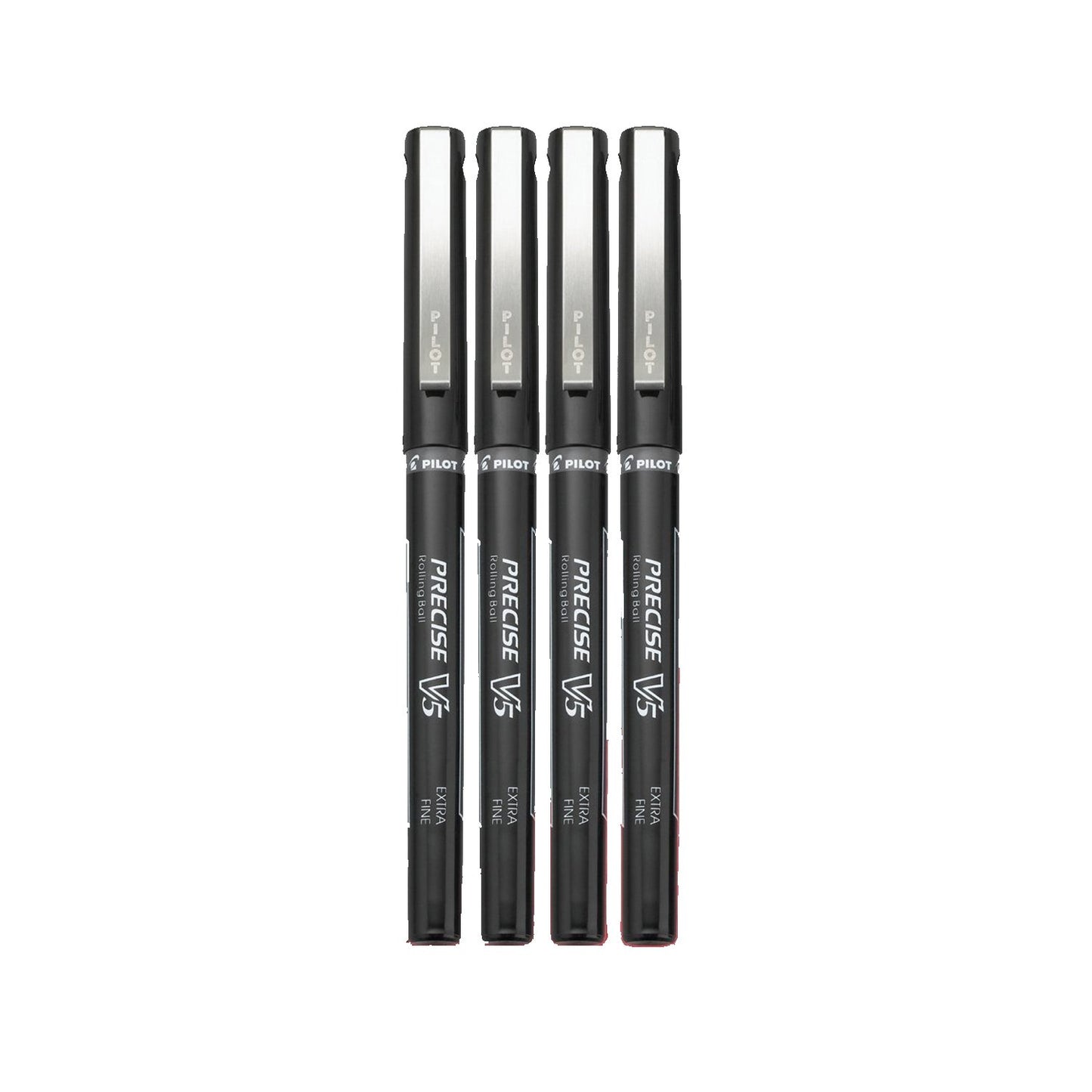 Pilot Precise V5 Stick Liquid Ink Rolling Ball Stick Pens, Extra Fine Point (0.5mm) Black Ink Pens, 4-Pack