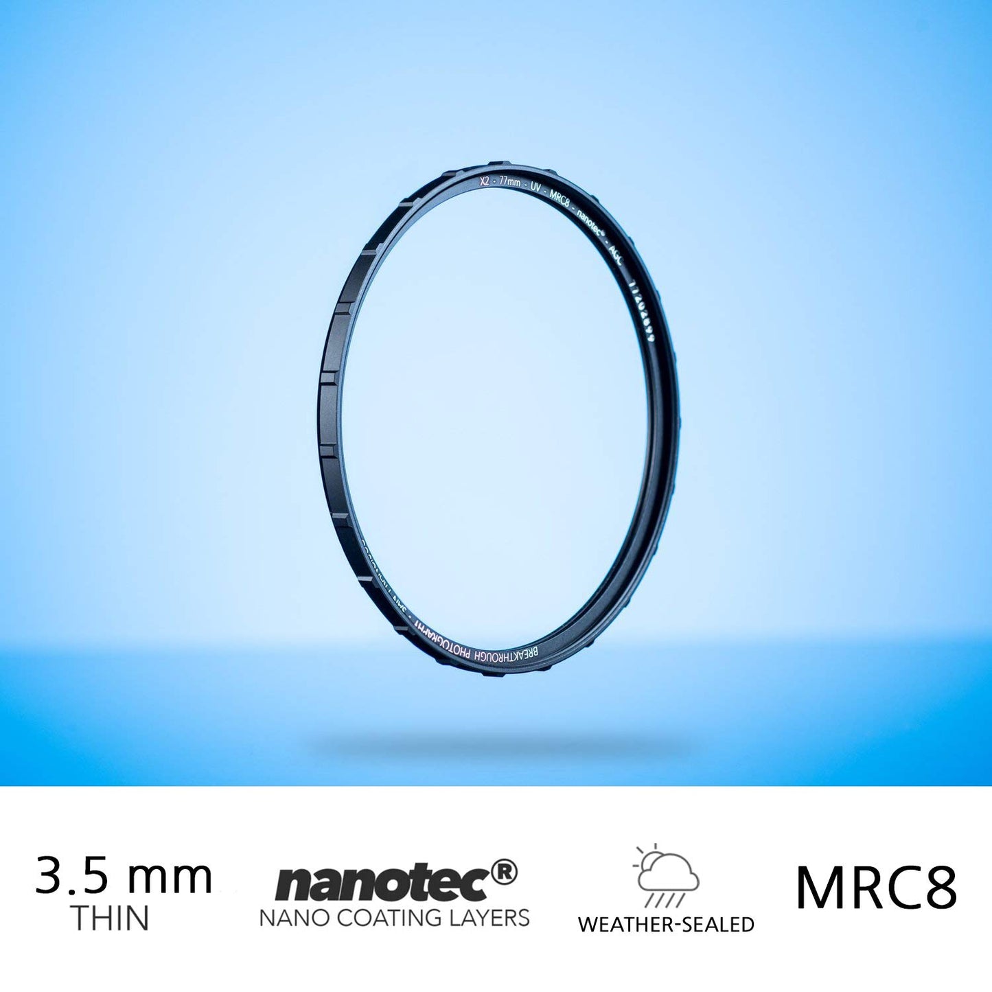 Breakthrough Photography X2 UV 49mm, MRC8, Nanotec, Ultra-Slim Aluminum Frame, Weather-Sealed, 25 Year Support, Lens Cloth Included