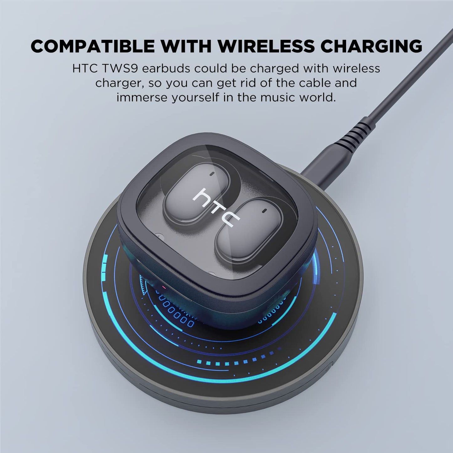 HTC True Wireless Earbuds 9 Bluetooth 5.1 with USB-C Charging Case, 32-Hour Playtime, Built-in Microphone with ENC, Touch Control Wireless Earbuds…