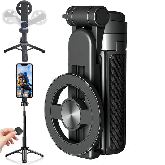CBDYWVR Magsafes Tripod Stand for iPhone,4 in 1 Multifunctional Magnetic Selfie Stick,360° Rotation Phone Tripod with Wireless Remote for iPhone