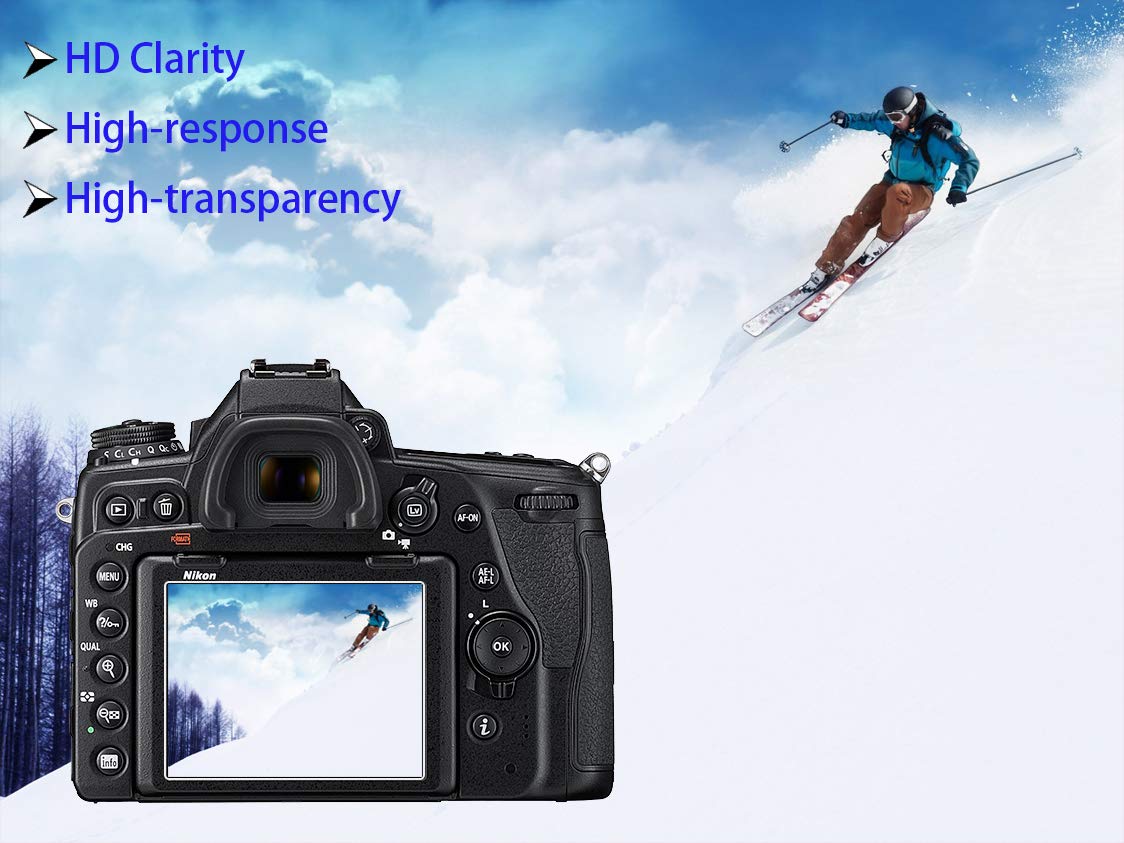HUIPUXIANG Screen Protector for Nikon D5300 D5500 D5600 Camera with Hot Shoe Cover,0.3mm High Definition 9H Hardness Optical LCD Premium Glass
