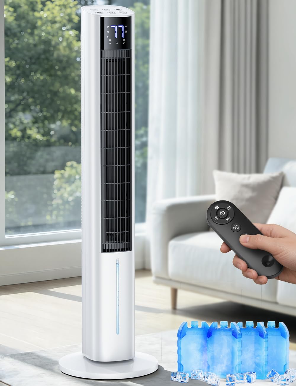 fancole 45" Windowless Air Conditioner for Bedroom, 25dB Ultra-Quiet Sleep Mode, 4L Dual Tank Cooling 24H, 120° Swing Swamp Cooler Air Conditioner