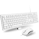 Macally Full Size USB Wired Mac Keyboard and Mouse Combo - Compatible Ergonomic Apple Keyboard and Mouse with Shortcuts and Number Keypad for Mac mini