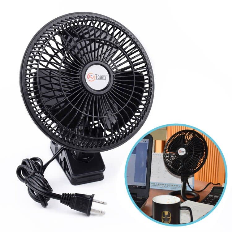 TN TONNY Clip-on Fan, AC 110V 6 Inch Adjustable Clip Table Fan with 2 Speeds Wind, Personal Cooling Fan with 6 Foot Cord and Plastic Safety Grill