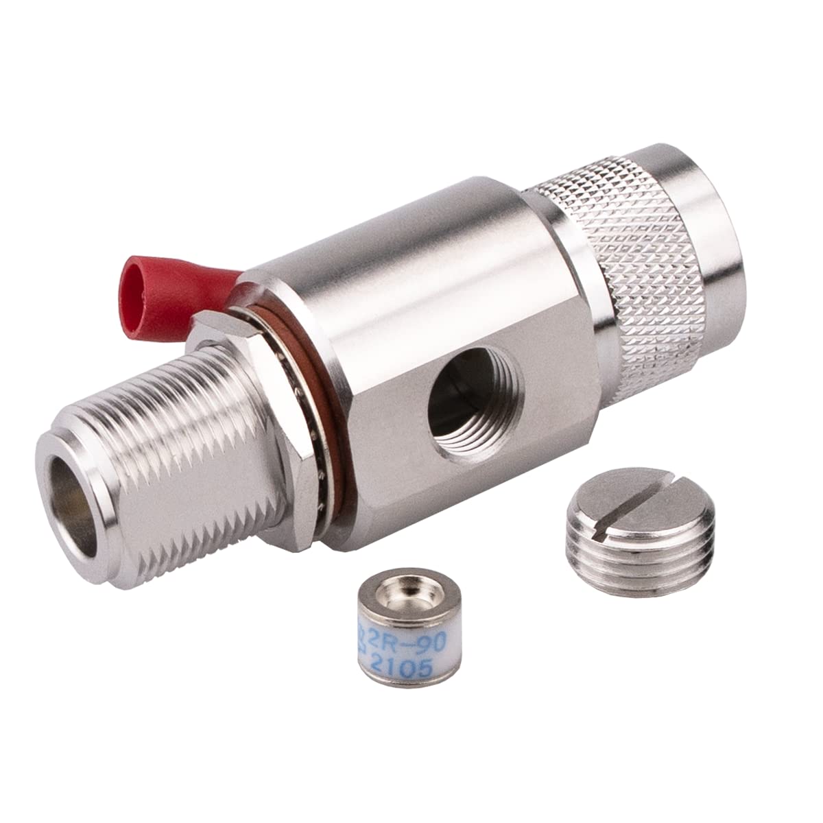 N Lightning Surge Protector Male to Female Bulkhead 0-3GHz with 90V Discharge Gas Tube Coaxial WiFi Lightning Arrestor