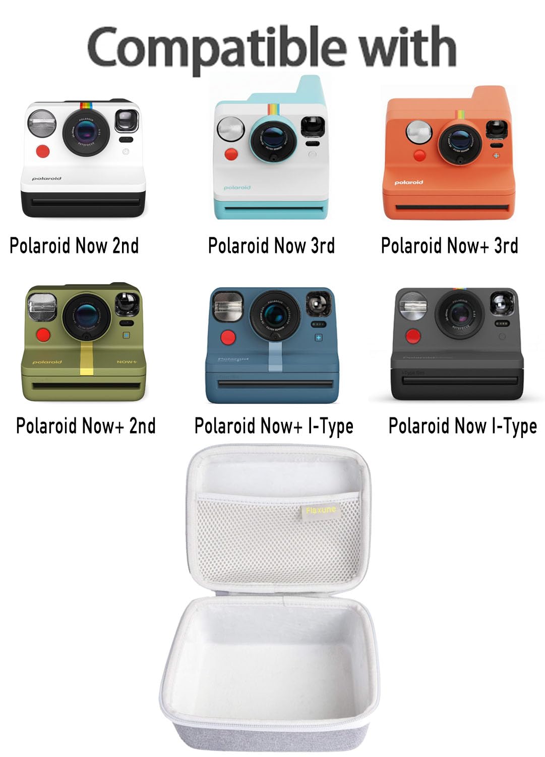 Flaxune Hard Carrying Case for Polaroid Now+ 3rd / Now 3rd / Gen 2 Now/Now+ 2nd / Originals Now I-Type Instant Film Camera Case Only