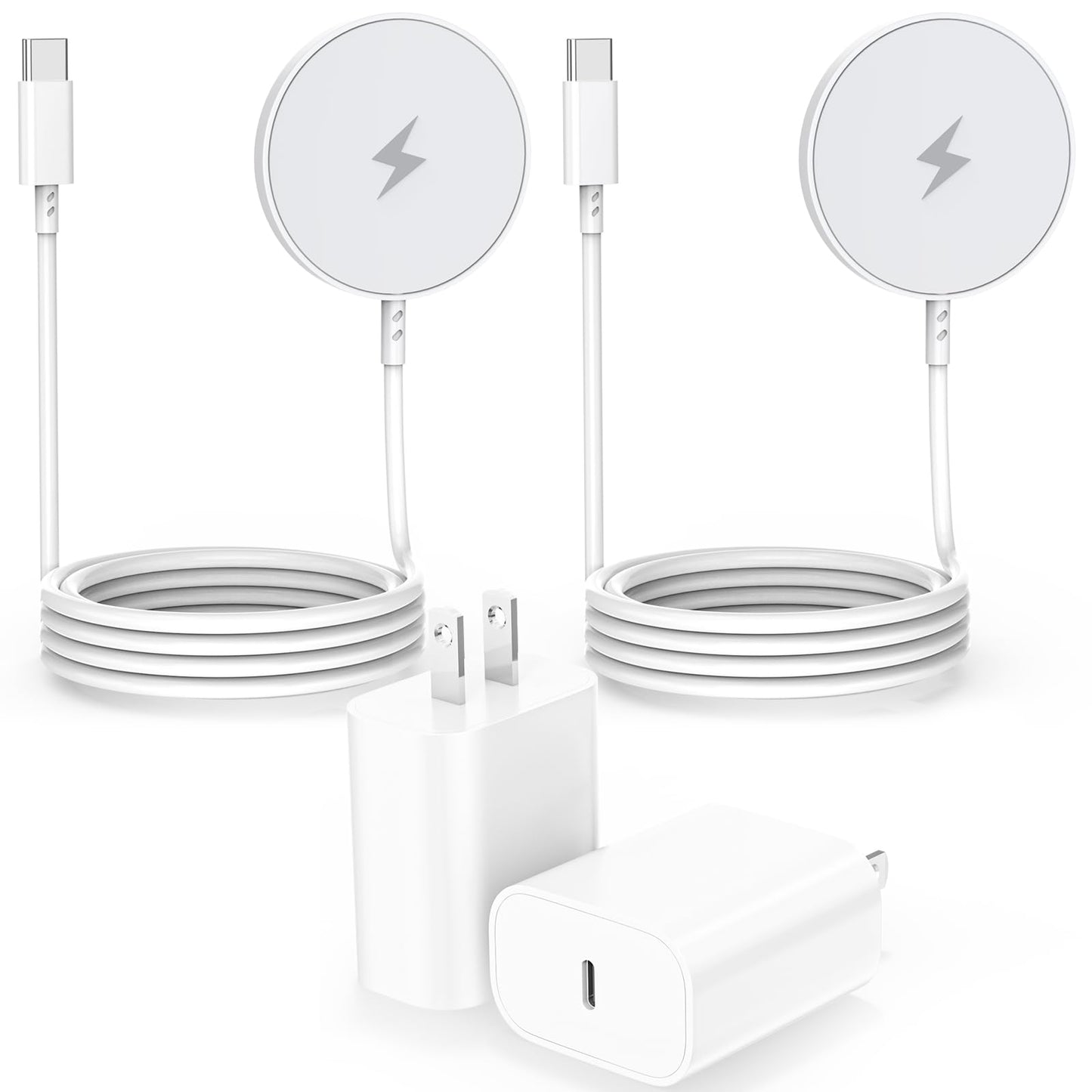 Wireless Charger,[Apple MFi Certified]15W Magnetic Charger 2Pack 3FT Magnetic Charge Pad with USB C Port PD Block Fast Charging Wireless Charge
