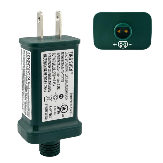 Power Supply TS-13W29V Class 2 Transformer 29V 0.45A 13W Raintight IP44 US Plug Connector 1/2in 12mm Adapter Replacement for LED String Light, Holiday