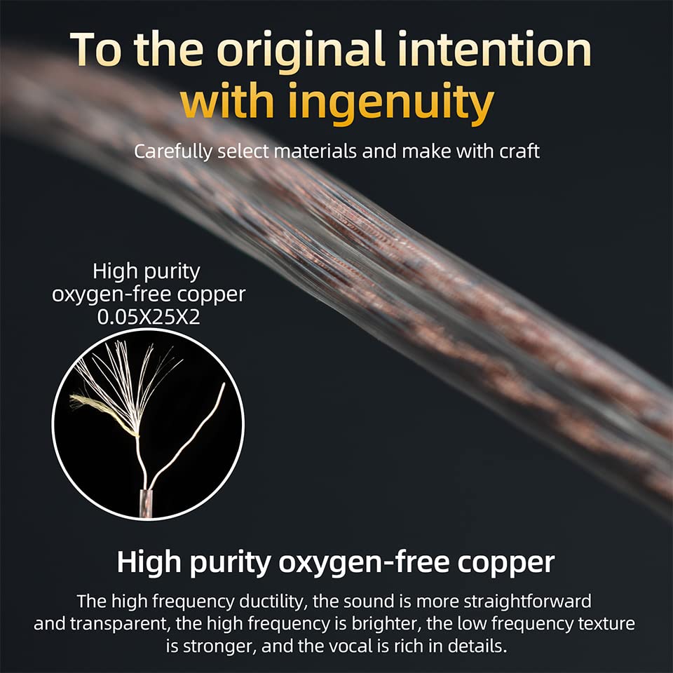 QZXYHYN 2Pin 0.75MM Oxygen-Free Copper Transparent Earphone Replacement Cable in-Ear Headphone Upgrade Cable for KZ ZS10 ZST ZSR ED12 EDX ES4 ES3…