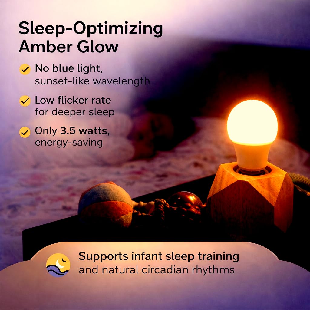 Amber Light Bulbs for Sleep I 1800K Warm Light Bulbs for Bedside Lamp I 3.5W E26 Led Bulb (60W Equiv) Orange Led Lights for Bedroom Soft Warm Lighting