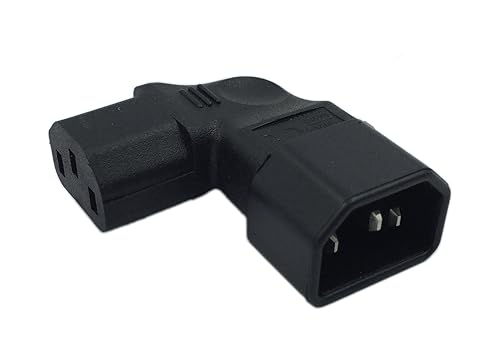 CERRXIAN Right Angle IEC 320 C14 3 Pin Male to C13 Female PDU PSU UPS Power Extension Adapter Receptacle for LCD LED TV Wall Mount