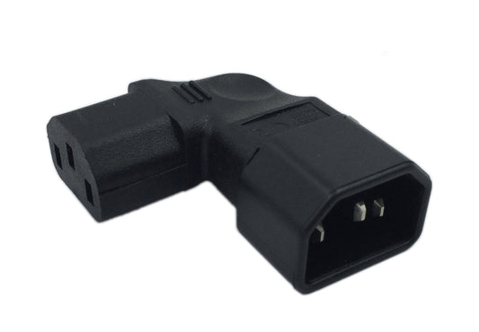 CERRXIAN Right Angle IEC 320 C14 3 Pin Male to C13 Female PDU PSU UPS Power Extension Adapter Receptacle for LCD LED TV Wall Mount