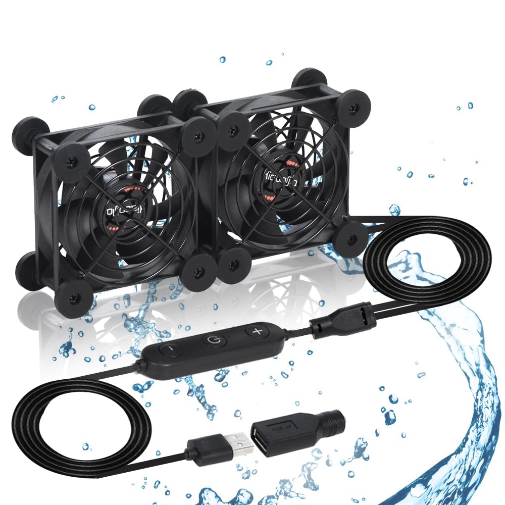 Xiaoqijia Dual 80mm Cooling Fan - 10-Speed USB 5V/DC 12V Power, IPX5 Waterproof for Tablet, TV, Router, Xbox, DVR, Computer Cabinet, Greenhouse