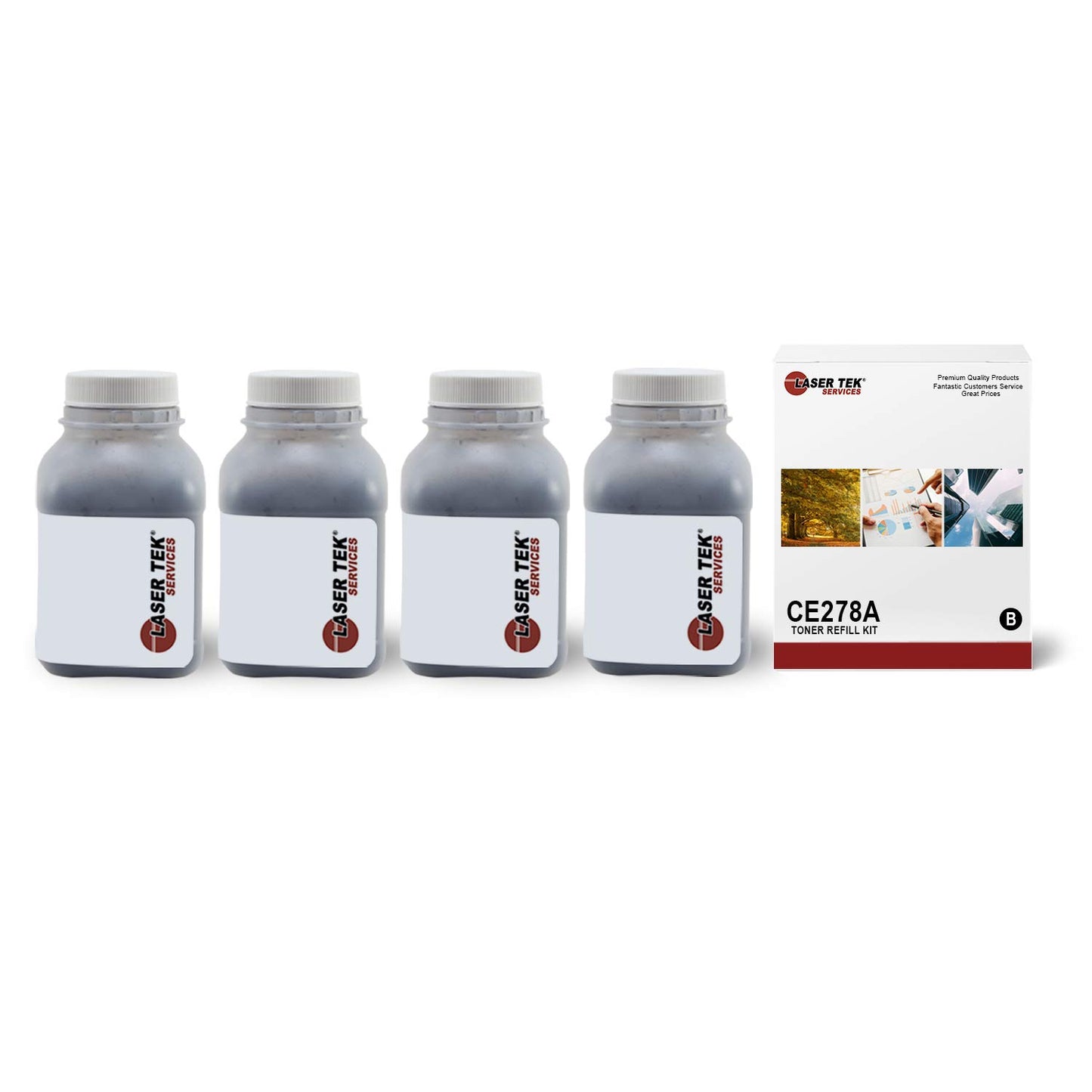Laser Tek Services Compatible Toner Refill Kit Replacement for HP 78A CE278A Works with HP Laserjet Pro M1536dnf M1537dnf M1538dnf Printers (Black, 4