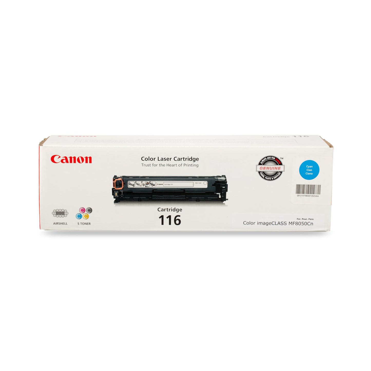 Canon Genuine 116 Cyan Toner Cartridge Compatible with MF8050Cn, MF8080Cw