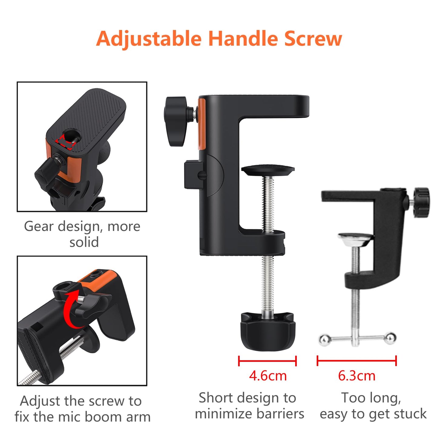 LILANZo Table Clamp Mount for Microphone Stand, 2-in-1 Mic Boom Arm Clamp Table C Clip for Desktop Overhead Camera Tripod Mic Stand Lamp Base, Fits Up