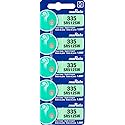 Murata 335 Battery SR512SW 1.55V Silver Oxide Watch Button Cell (5 Batteries)