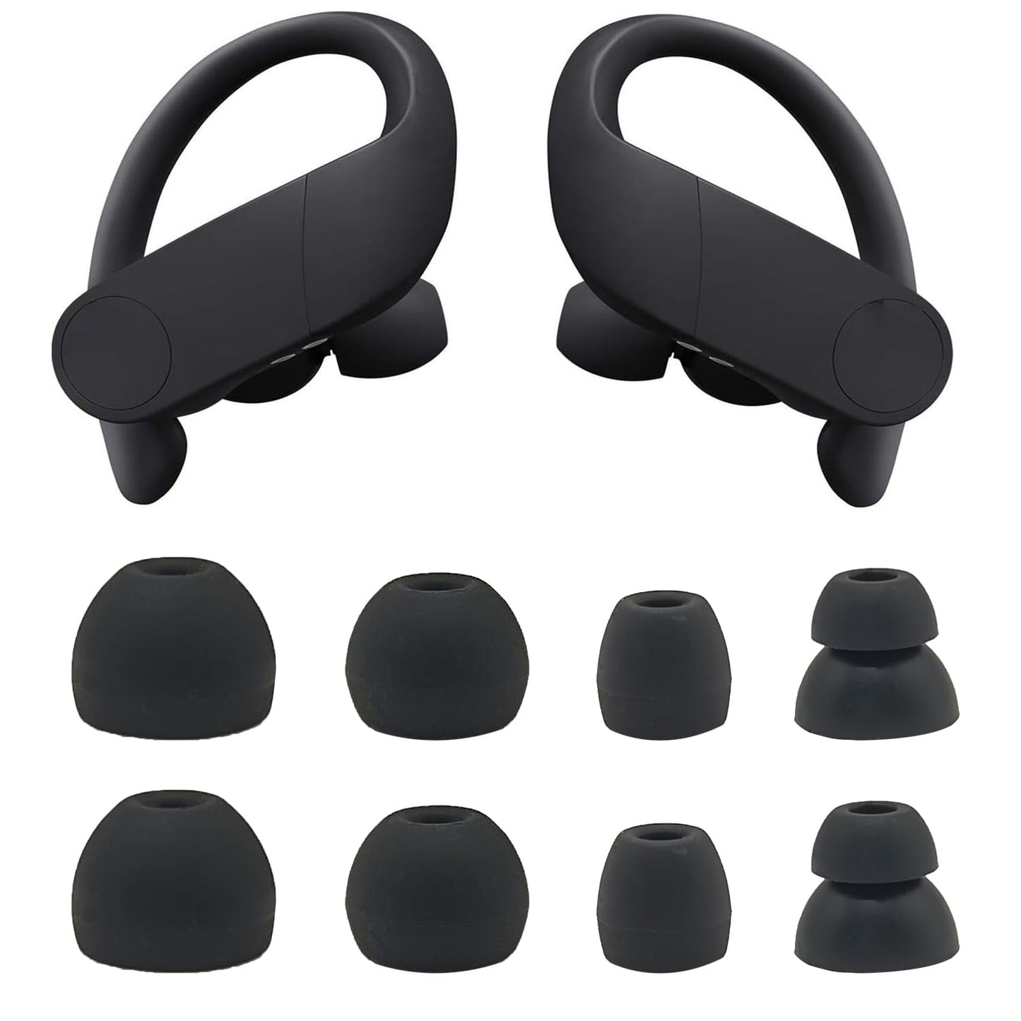 Replacement Eartips Compatible with Powerbeats Pro, Replacement Earbuds Silicone Ear Tips Eargels Set - Small, Medium, Large and Double Flange (4
