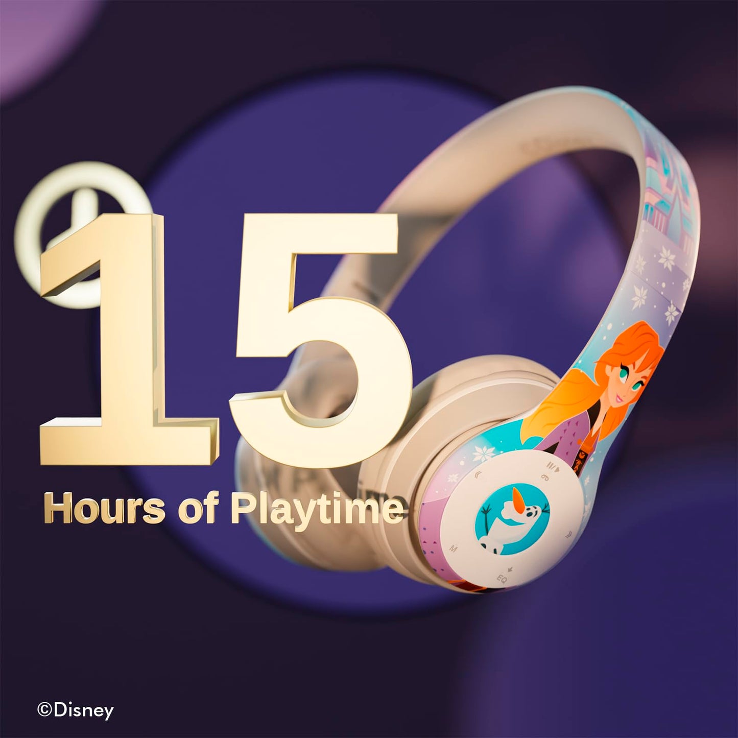 Disney Frozen Bluetooth Headphones - Over The Ear Bluetooth Wireless Headset with Built-in Mic and Up to 15 Hrs Playtime - Disney Frozen Gifts