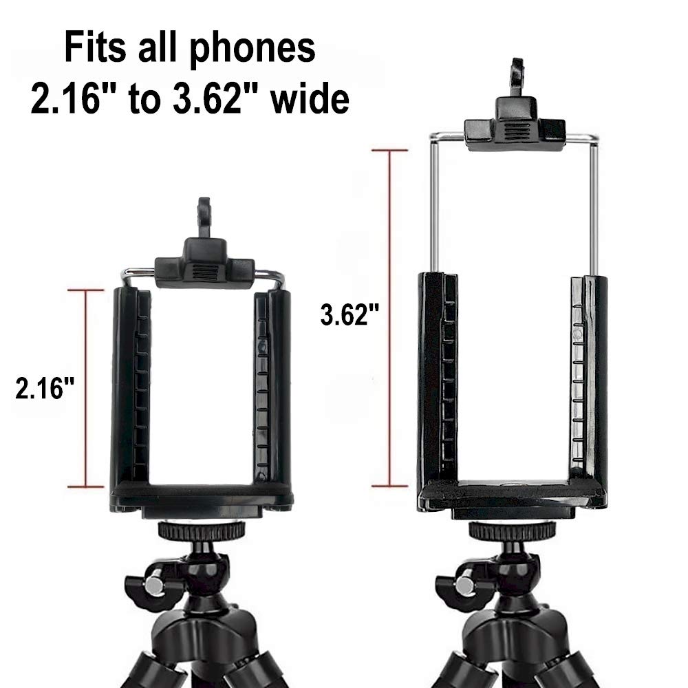 DaVoice Tripod Phone Mount 1/4" Screw Adapter, Compatible with iPhone Samsung and Cell Phones, Adjustable Smartphone Holder Attachment Clip for Tripod