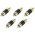 VCE RCA Male to Male Coupler 5-Pack, Gold Plated Dual Male Connector RCA M-M Adapter