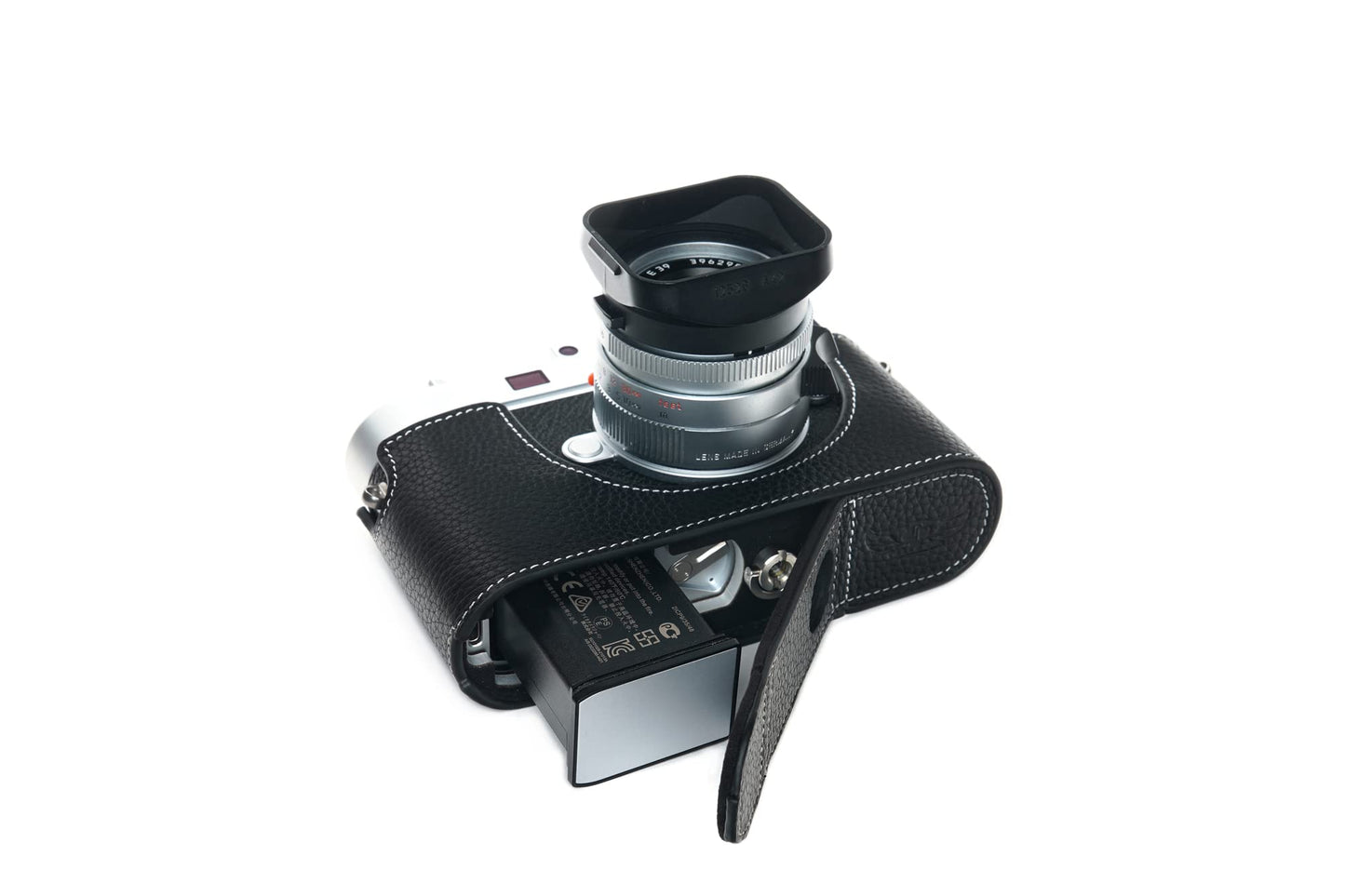 BolinUS For Leica M11 Camera Case, Handmade Genuine Real Leather Half Camera Case Bag Cover for Leica M11 Camera Bottom Opening Version + Hand Strap