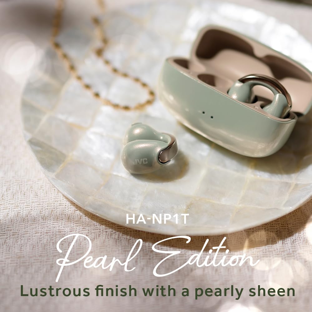 JVC Nearphones Pearl Edition - Earcuff True Wireless Earbuds with Shiny Arch, Comfortable fit, Multipoint Connection, Bluetooth 5.3, 24H Battery Life…