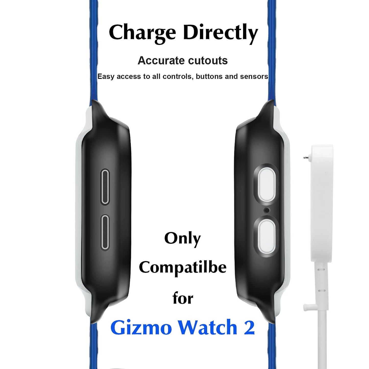 Kuaguozhe [2 Pack] Case Compatible for Gizmo Watch 2 Screen Protector for Kids?2 Pack?, Hard PC Overall Protective Case and Tempered Glass Screen