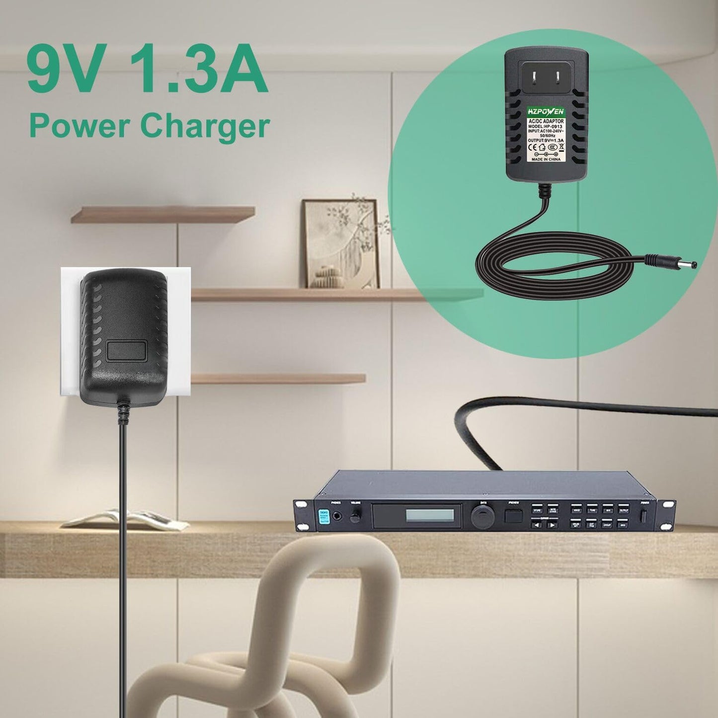 9V 1.3A Power Supply Compatible with Digitech Whammy Jamman Guitar Drop Pedal RP355 RP350 RP100 RP200A RP250 RP255 RP150 RP1000 Multi Effects…
