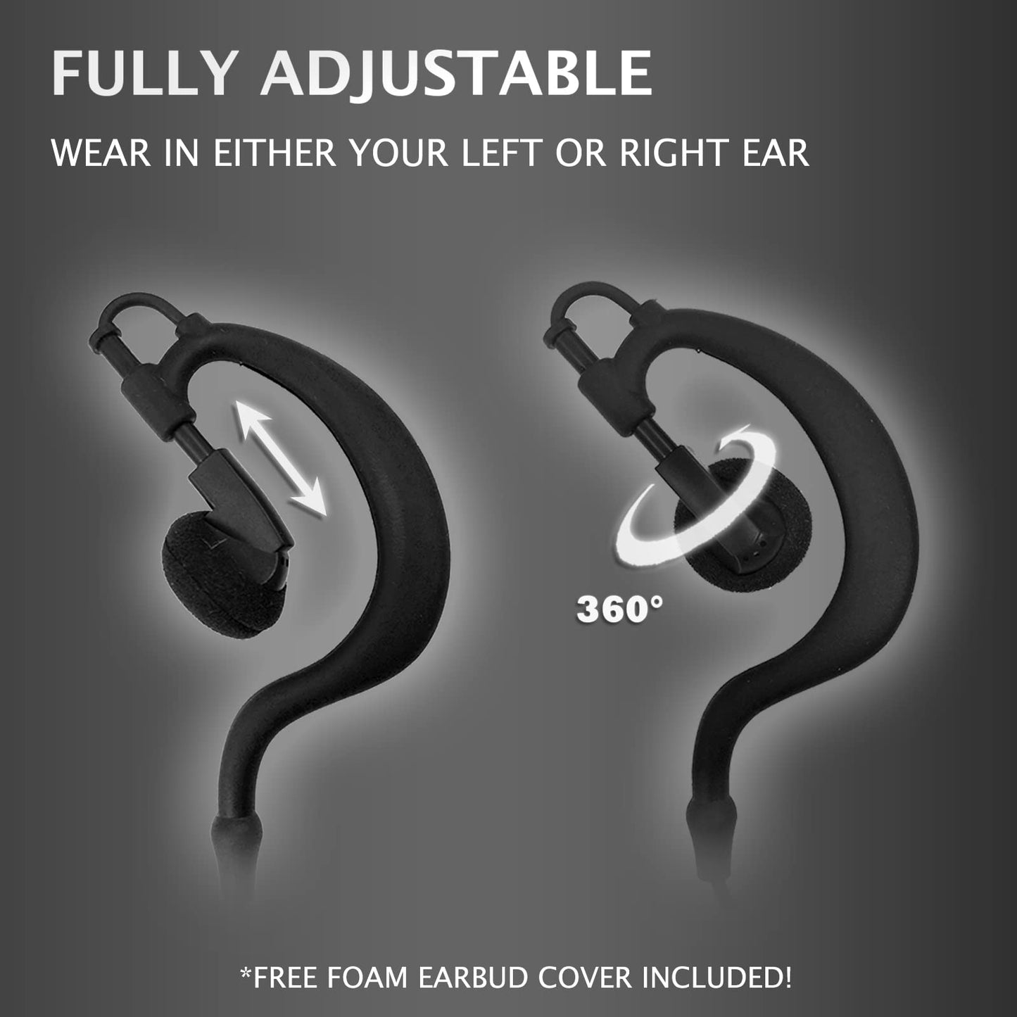 PROMAXPOWER [10-Pack] 1.5-Wire G-Shape Swivel Earpiece with PTT Microphone for Motorola Two-Way Radios CP110, CP200D, CLS1110, CLS1410, EP450…
