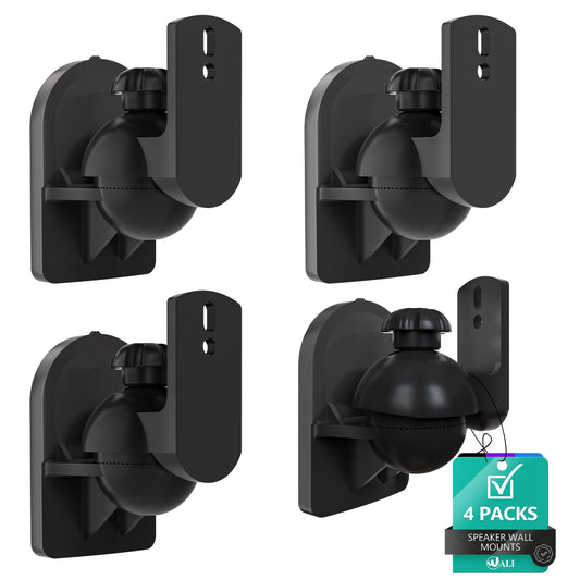 WALI Speaker Wall Mount, Surround Sound Speaker Stand with Adjustable Swivel Tilt Angle, Small Bookshelf Speaker Mount for Living Room, Home Theater