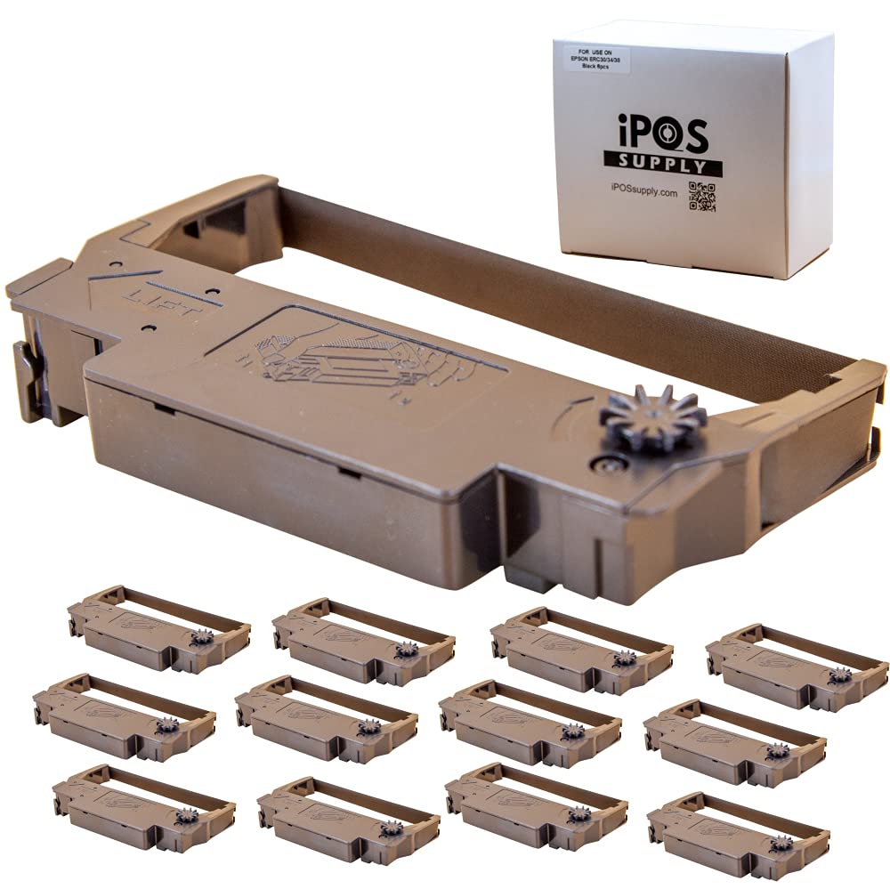 iPOS Supply ERC-38 Black Ribbon Cartridge (Box of 12) ERC 30/34 / 38 Ink for Epson TM-U220 Printer