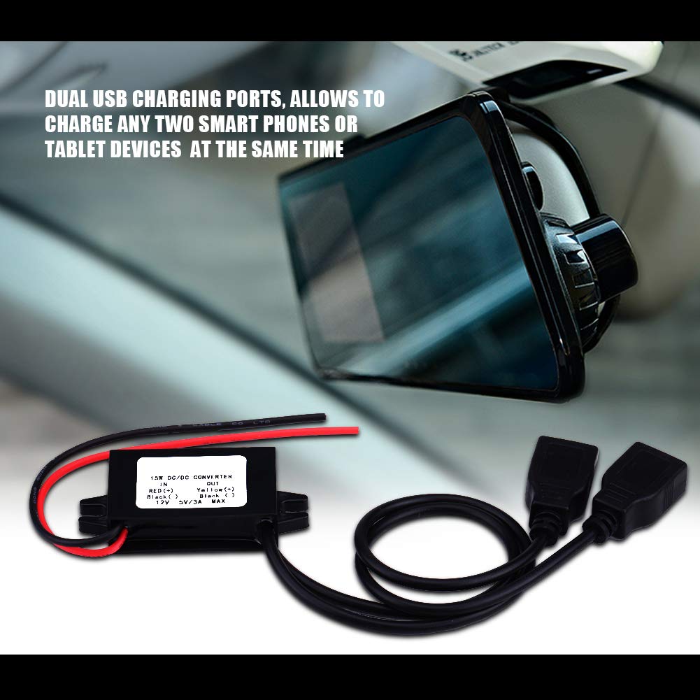 Car USB Converter Module, 3A DC 12V to DC 5V Dual USB for Charger Adapter Converter Module for Car Motorcycle Phone