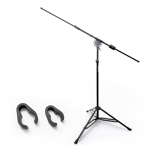 AxcessAbles AXCMB-T Heavy Duty Microphone Boom Stand with Weighted Tripod Base | 80.5-inch Height Overhead Mic Stand | 65.5-Inch Boom Arm Stand |