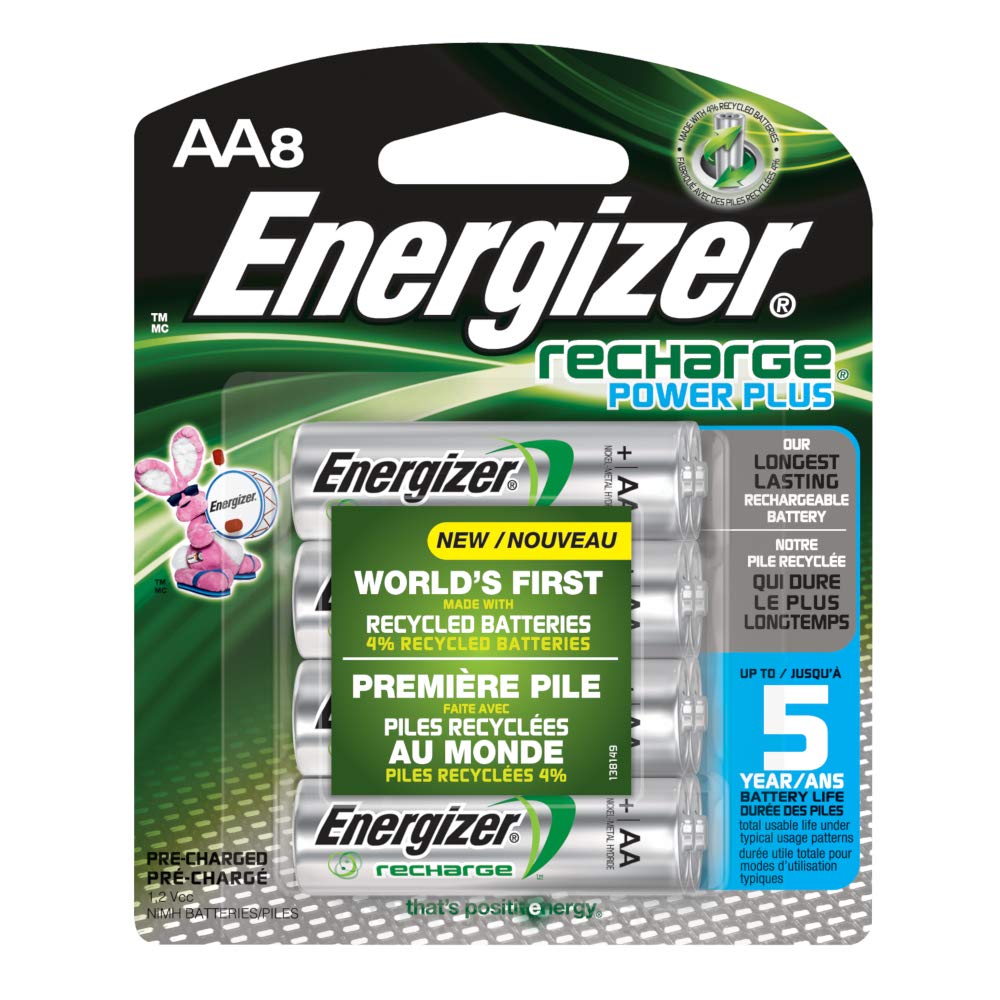 Energizer Recharge Power Plus AA8 2300 mAh, 8 Rechargable Batteries