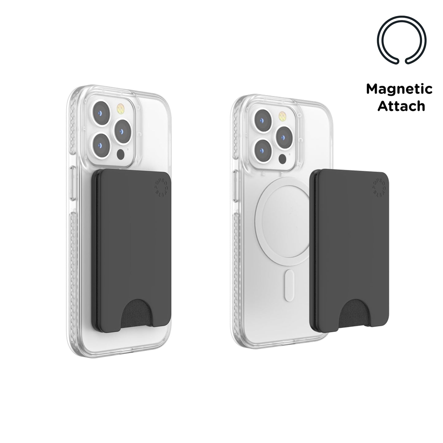 PopSockets Phone Wallet for MagSafe, Phone Card Holder without Grip - Black