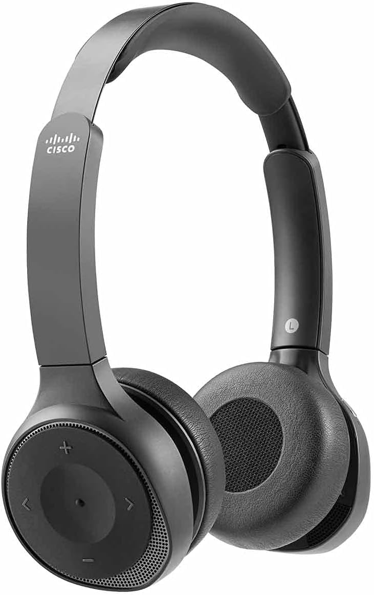 Cisco Headset 730, Wireless Dual On-Ear Bluetooth Headset with Case, USB-A HD Bluetooth Adapter, USB-A and 3.5mm Cables, Carbon Black, 2-Year Limited…