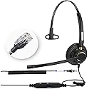Arama Yealink Phone Headset with Mute Switch, RJ9 Office Telephone Headsets with Mic Noise Cancelling Compatible with Yealink VoIP Phone T21P T42S