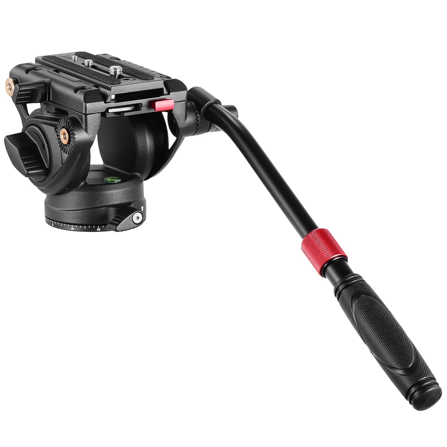 NEEWER Video Tripod Fluid Head with Quick Release Plate, Telescopic Handle & Scaled Base (75mm Dia.) Heavy Duty, Max Load 17.6lb/8kg for Video Cameras