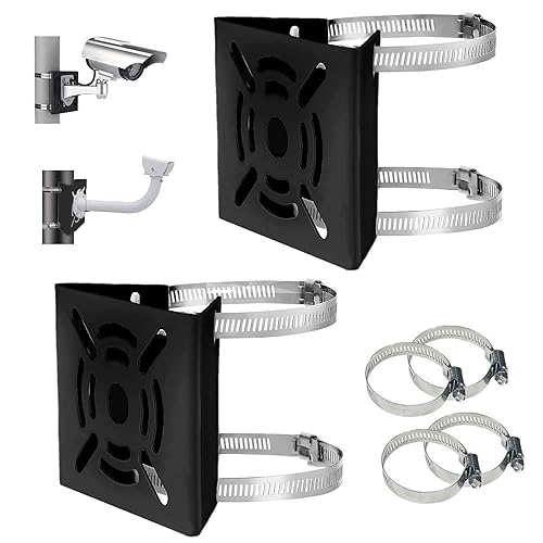 Universal Vertical Pole Mount Adapter Bracket for CCTV Security Camera PTZ Dome Vertical Pole Mounting Bracket Black with 4 Loops