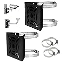 Universal Vertical Pole Mount Adapter Bracket for CCTV Security Camera PTZ Dome Vertical Pole Mounting Bracket Black with 4 Loops