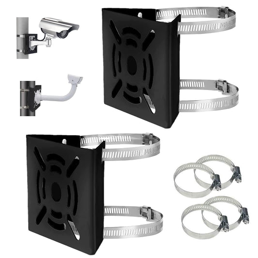 Universal Vertical Pole Mount Adapter Bracket for CCTV Security Camera PTZ Dome Vertical Pole Mounting Bracket Black with 4 Loops