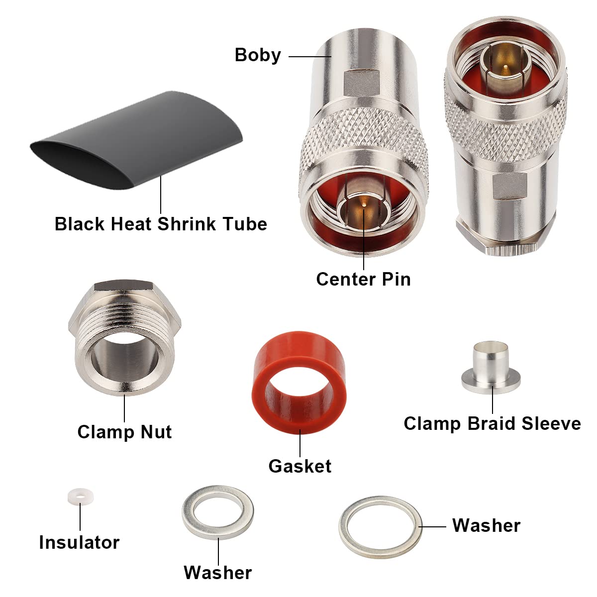 XRDS -RF N Male Connectors Plug Attach Adapter Coax Connector for LMR400/RG8/Belden 9913/KMR400 RF Coaxial Cable 5pack (NOT for TV)